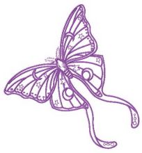Purple stars and moons butterfly embroidery design
