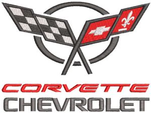Chevrolet Corvette with flag logo embroidery design