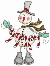 Snowman with candy cane garland 2 embroidery design