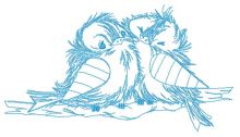 Funny couple of sparrows sketch embroidery design