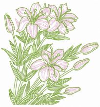 White lilies embroidery design