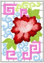 Oriental rose embroidery design