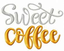 Sweet coffee phrase embroidery design