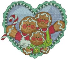 Gingerbread family embroidery design