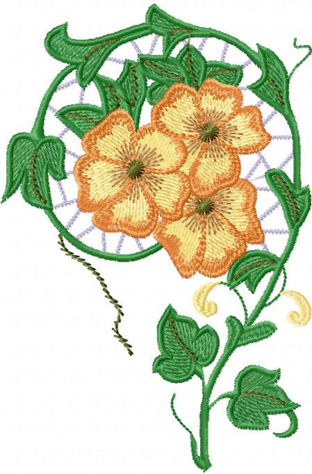 Flower lace free machine embroidery design