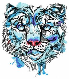 Snow leopard embroidery design