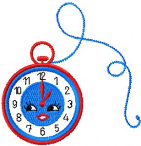 Happy clock embroidery design