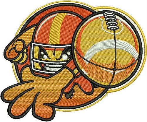 American football player machine embroidery design