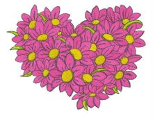 Heart from daisies embroidery design