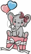 Baby elephant birthday embroidery design