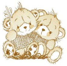 Bears on meadow embroidery design