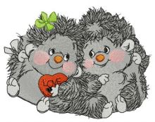 Hedgehog's Valentine's day embroidery design