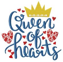 Queen of hearts embroidery design
