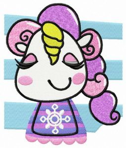 Happy unicorn teen embroidery design