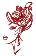 Hairstyle with roses one color embroidery design