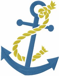 Anchor with cracked rope embroidery design