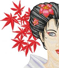 Geisha with Flower 1 embroidery design