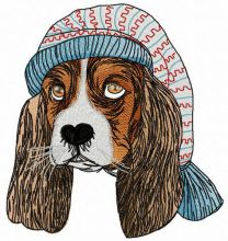 Puppy in nightcap embroidery design