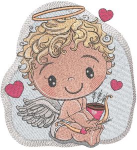 Baby angel with bow and arrow embroidery design