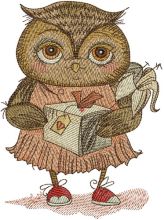 Owl with gift embroidery design