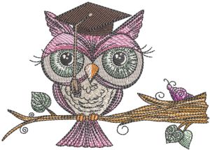 Owl college graduate embroidery design