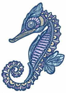 Mosaic sea horse embroidery design