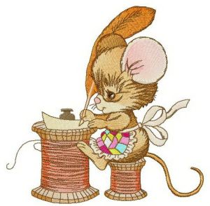Mouse writing letter embroidery design