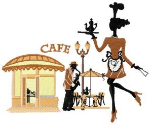 French summer cafe embroidery design