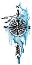 Compass and spirits embroidery design