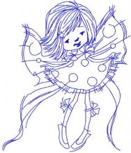 Flying fairy redwork 3 embroidery design
