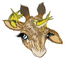 Giraffe and canaries embroidery design