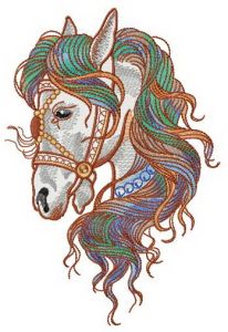 Colorful mane embroidery design
