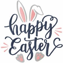 Happy Easter loving bunny embroidery design
