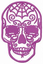 Purple skull embroidery design