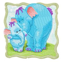 Heffalump mother and baby embroidery design