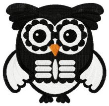 Owl in skeleton costume embroidery design