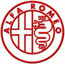Alfa Romeo one colored logo embroidery design