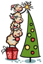 Sheep decorating New Year tree embroidery design