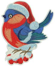 Bright bird on rowan branch embroidery design