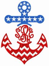 Stars and stripes anchor embroidery design