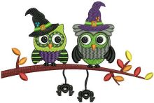 Halloween owls embroidery design