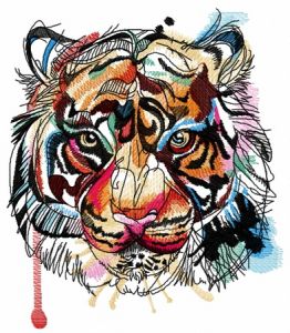 Bloody tiger muzzle embroidery design