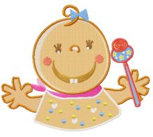 Baby with toy rattle embroidery design