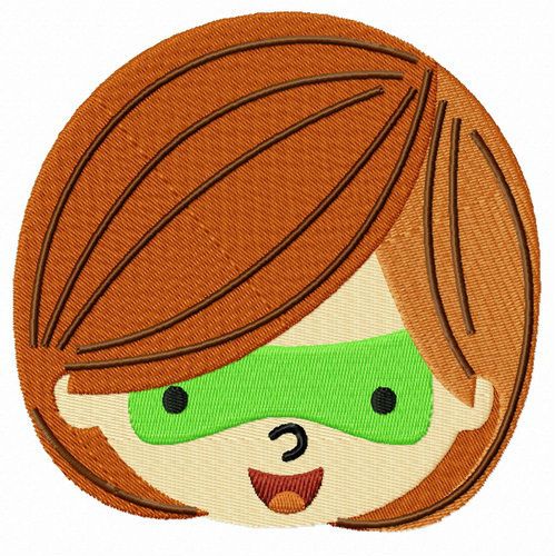 Green lantern chibi girl's face machine embroidery design