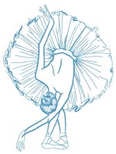 Graceful ballet dance one color embroidery design
