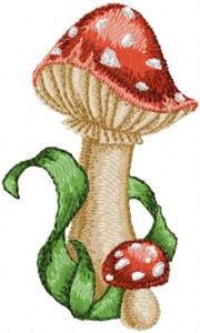 Amanita small mushroom embroidery design