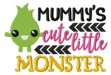 Mummy's cute little monster embroidery design
