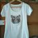 T shirt with mosaic cat embroidery design
