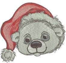 Polar bear in Santa hat 2 embroidery design
