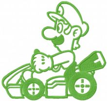 Luigi on the cart one colored embroidery design